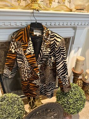 Executive Collection Women's Animal Print Blazer - Multi Brown/Black/Cream